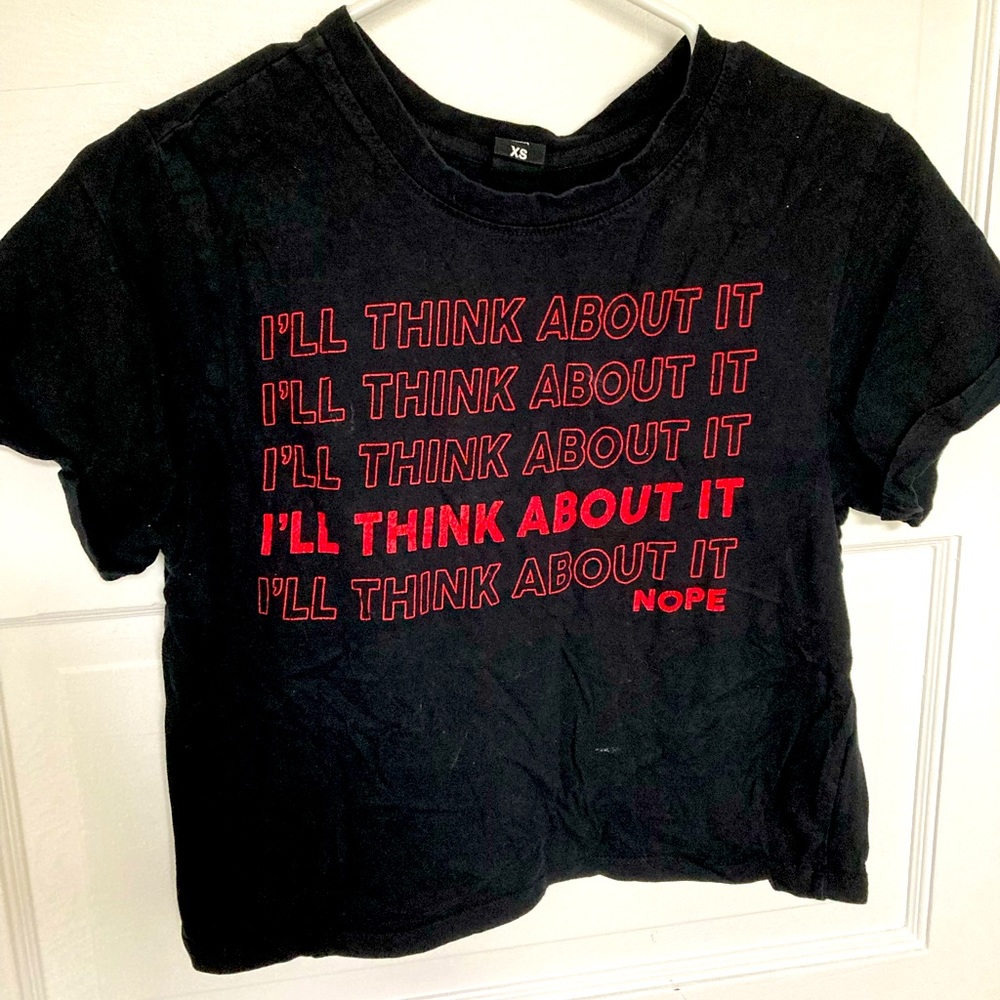 “I’ll Think About It” Plastic Bag Crop Top